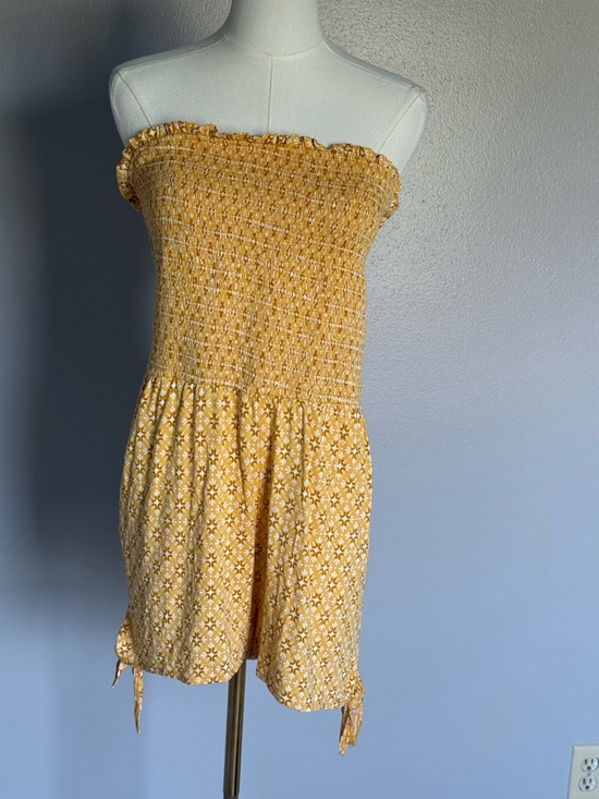 LOFT Dresses & Skirts - LOFT Beach Yellow Strapless Smocked Floral Romper Dress